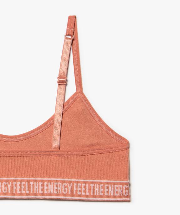 Brassière fille en maille côtelée à fines bretelles vue2 - GEMO 4G FILLE - GEMO