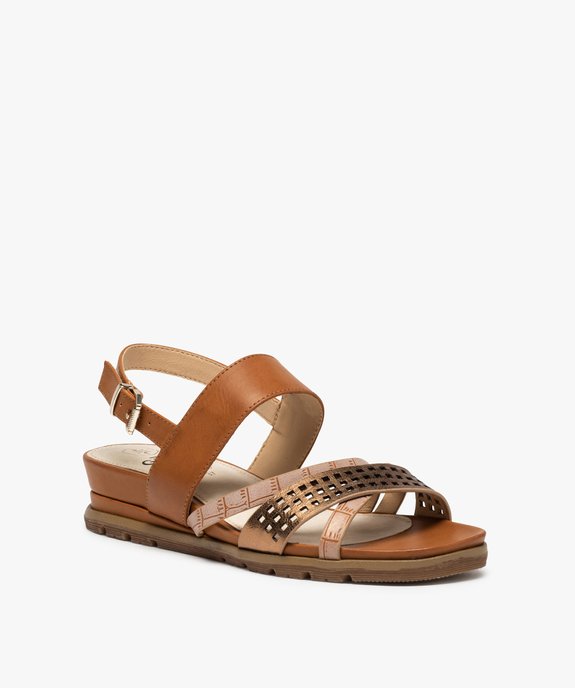 Sandales femme à brides fantaisie ajourées vue2 - GEMO (CASUAL) - GEMO