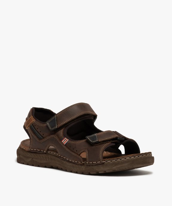 Sandales sport homme à brides scratch et dessus cuir vue2 - GEMO (CASUAL) - GEMO
