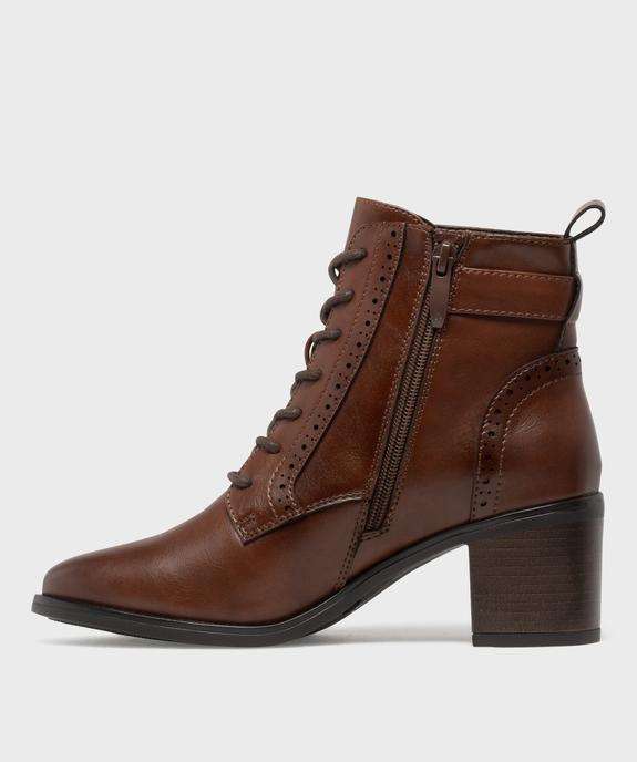 Bottines à talon avec semelle intérieure cuir, lacets ronds et zip femme - VALENTINA BALDANO GEMO FORGOOD Bottines à talon avec semelle intérieure cuir, lacets ronds et zip femme vue3 - VALENTINA BALDANO GEMO FORGOOD - GEMO