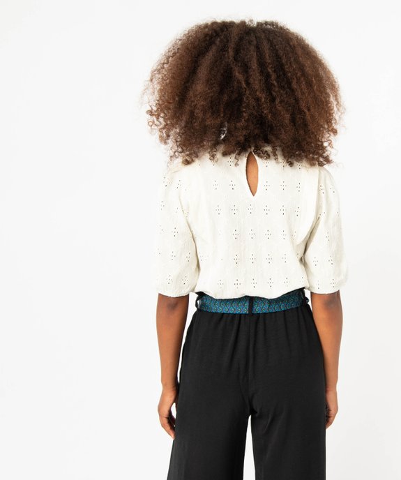 Tee-shirt à manches courtes avec broderies anglaise femme vue3 - GEMO(FEMME PAP) - GEMO