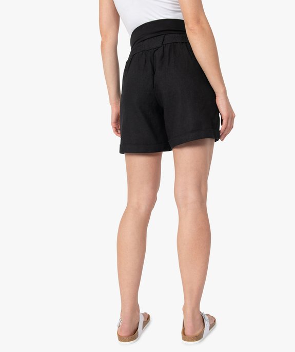 Short de grossesse en lin avec ceinture stretch vue3 - GEMO 4G MATERN - GEMO