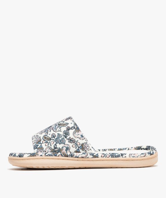Chaussons mules en toile à motifs fleuris femme vue3 - GEMO 4G FEMME - GEMO