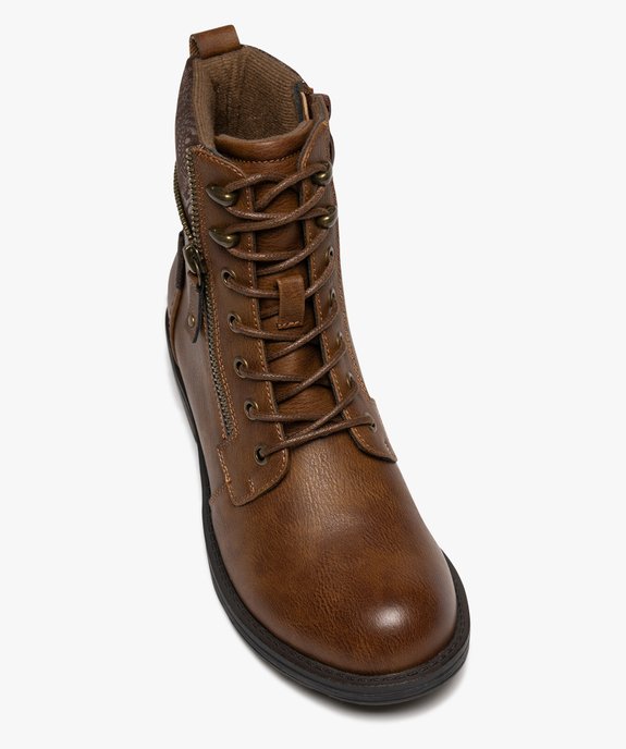 Boots femme à lacets avec col fantaisie et zip  vue6 - EMILIA ROSA - GEMO