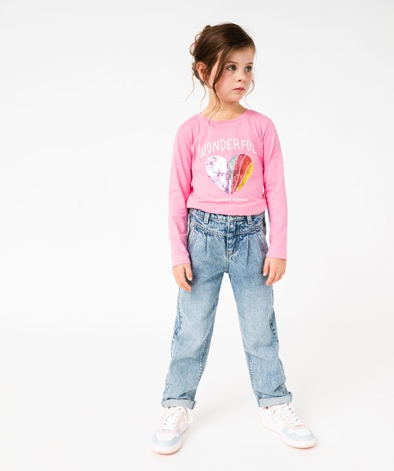 Tee-shirt à manches longues avec motif en sequins fille vue5 - GEMO (ENFANT) - GEMO
