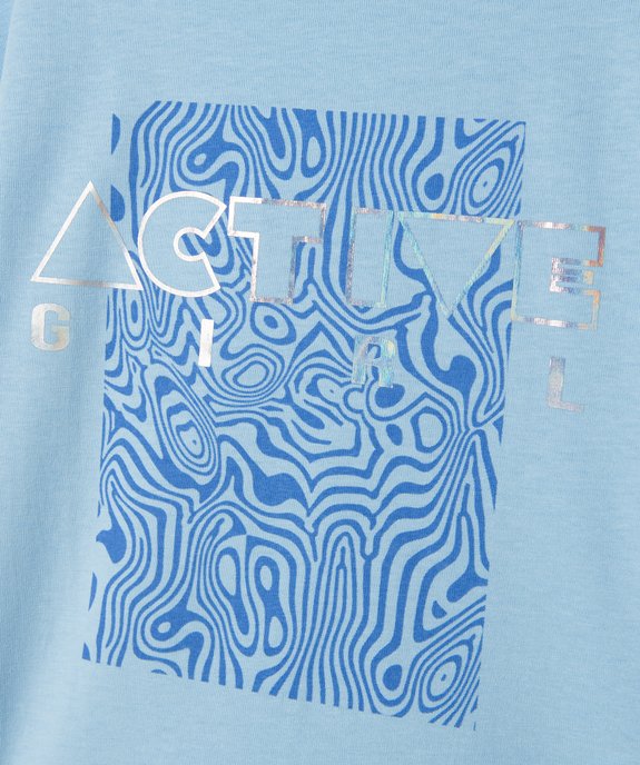 Tee-shirt fille à manches courtes imprimé coupe large et courte vue2 - GEMO (ENFANT) - GEMO