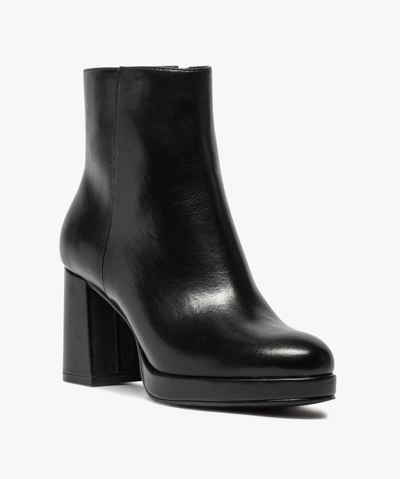 Boots femme unies à talon carré et semelle plateforme vue2 - GEMO(URBAIN) - GEMO