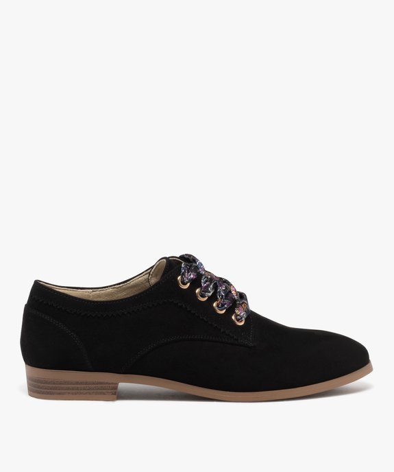 Derbies en suédine à lacets foulard femme vue2 - GEMO 4G FEMME - GEMO