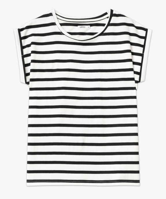 Tee-shirt rayé à manches ultra courtes femme vue4 - GEMO 4G FEMME - GEMO