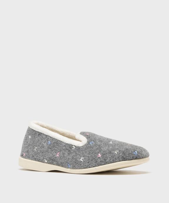 Chaussons pantoufles en velours brodé femme vue2 - G'FLEX GEMO FOR GOOD - GEMO