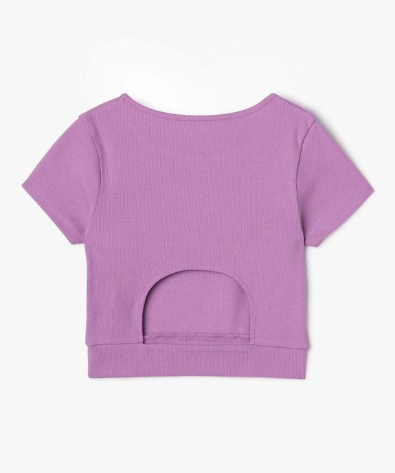 Tee-shirt fille en maille côtelée coupe courte vue3 - GEMO (JUNIOR) - GEMO