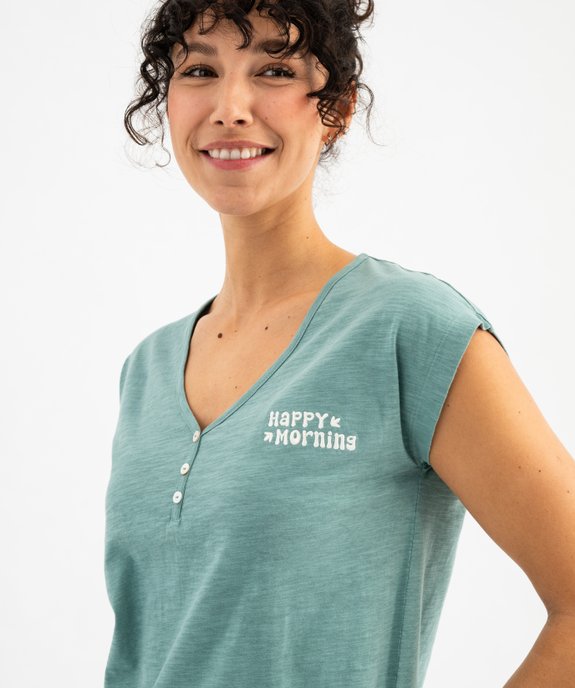 Haut de pyjama à manches courtes et col V femme vue3 - GEMO 4G FEMME - GEMO