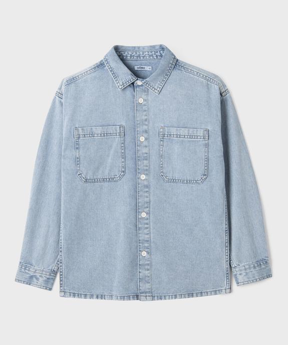Chemise en jean délavé à poches poitrine garçon vue1 - GEMO (JUNIOR) - GEMO
