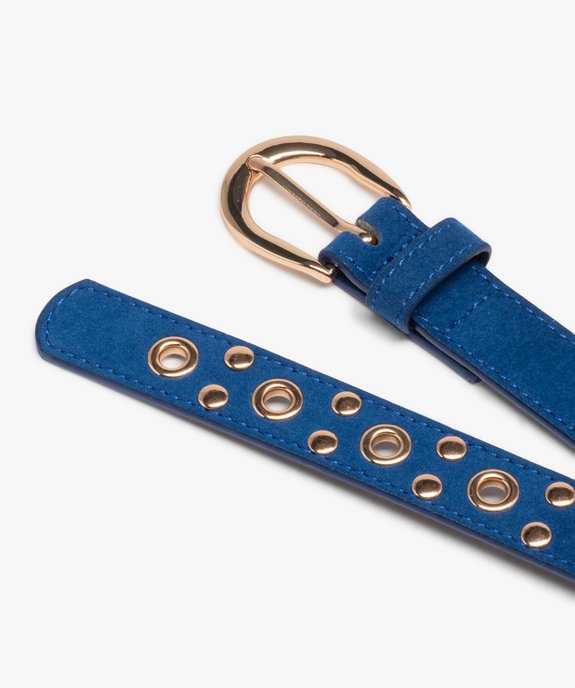 Ceinture fine toucher velours à œillets et clous dorés femme vue2 - GEMO (ACCESS) - GEMO