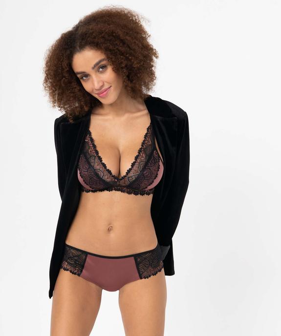 Shorty femme en matière satinée et dentelle vue3 - GEMO(HOMWR FEM) - GEMO