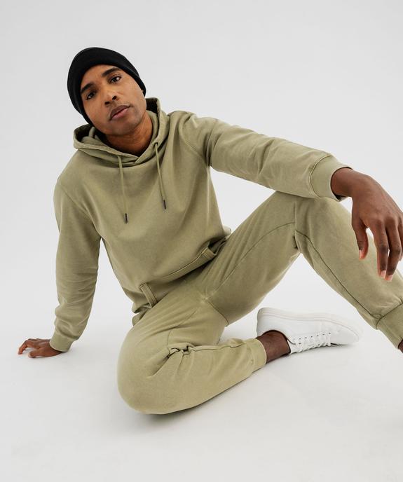 Sweat à capuche coloris délavé intérieur bouclette homme vue1 - GEMO (HOMME) - GEMO