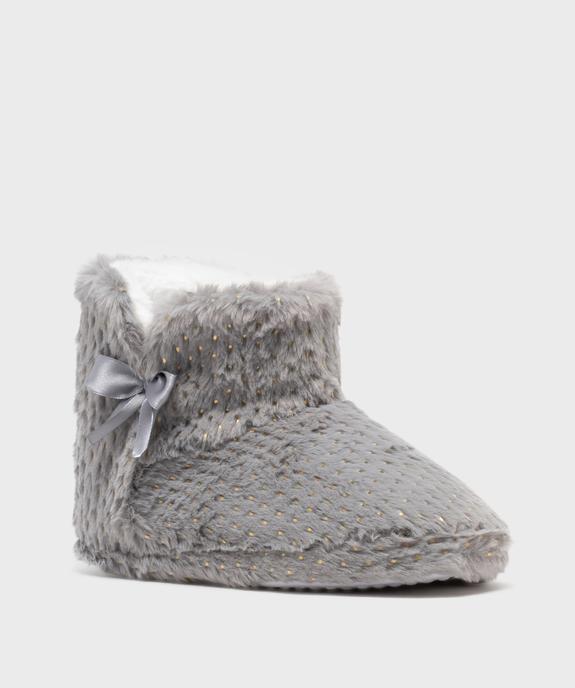 Chaussons montants en fourrure imitation et paillettes femme vue2 - GEMO 4G FEMME - GEMO