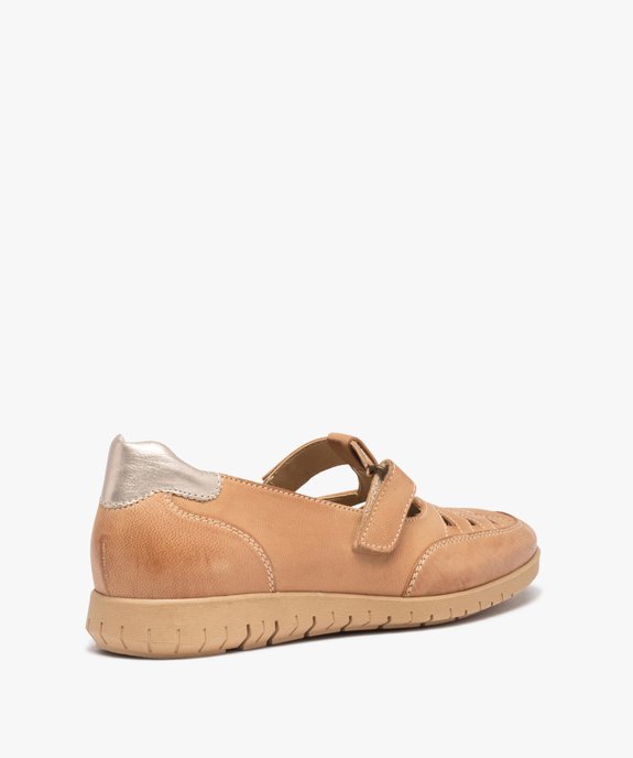 Mocassins femme confort dessus cuir uni ajouré vue4 - GEMO (CONFORT) - GEMO