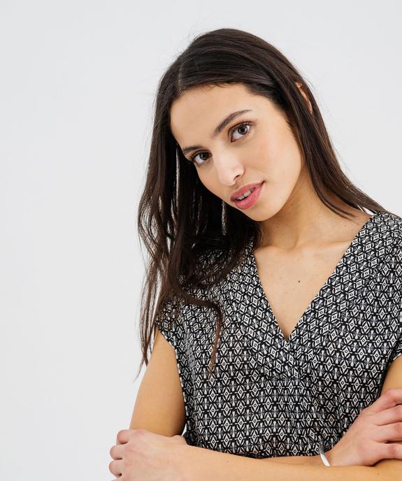 Tee-shirt manches courtes à col V femme vue5 - GEMO 4G FEMME - GEMO