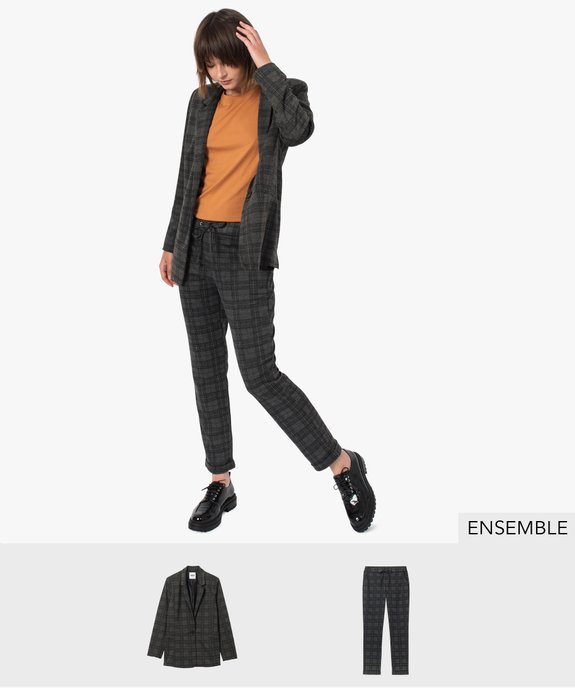 Ensemble costume casual pour femme à carreaux - GEMO