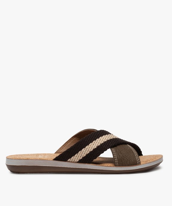 Mules homme à semelle en liège et larges brides croisées vue1 - GEMO (CASUAL) - GEMO