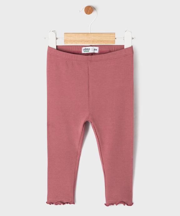 Legging en maille côtelée et finitions froncées bébé fille vue1 - GEMO 4G BEBE - GEMO