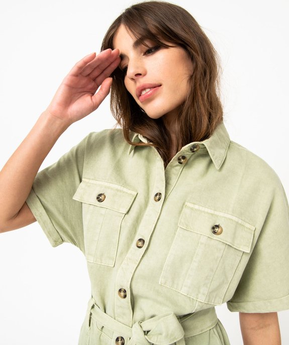 Combishort en toile denim à manches courtes femme vue3 - GEMO(FEMME PAP) - GEMO