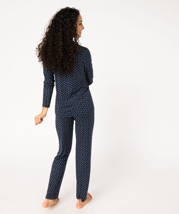 Pyjama deux pièces femme : chemise et pantalon vue3 - GEMO 4G FEMME - GEMO