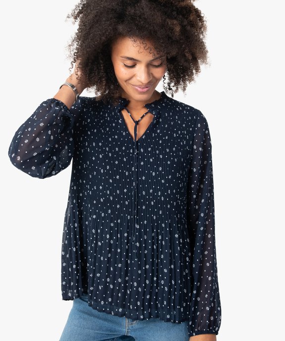 Blouse femme à manches longues avec buste plissé vue2 - GEMO(FEMME PAP) - GEMO