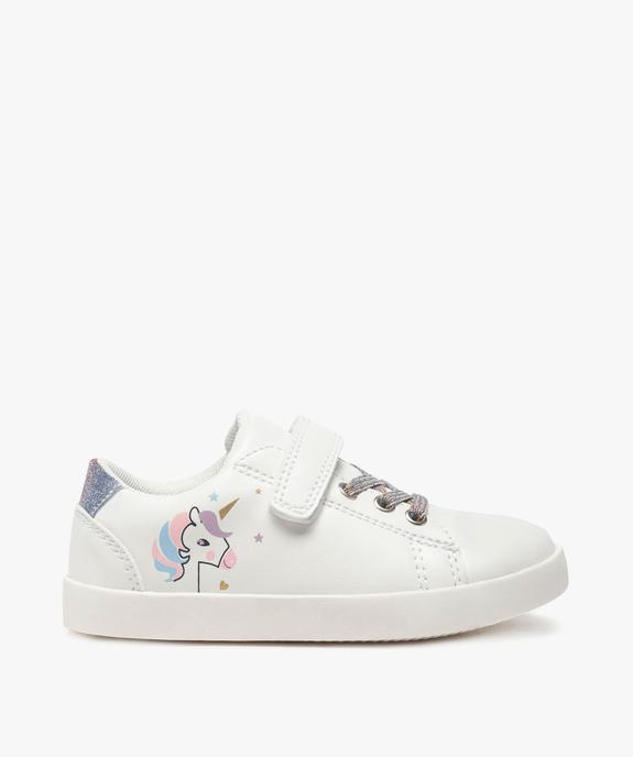 Baskets fille unies avec licorne imprimée sur le côté vue1 - GEMO (ENFANT) - GEMO