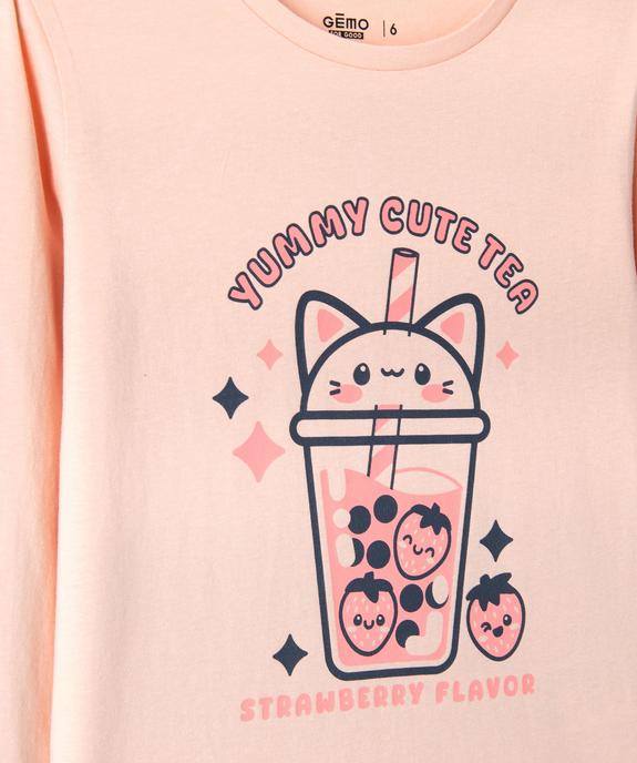 Tee-shirt manches longues avec motif devant fille vue3 - GEMO 4G FILLE - GEMO