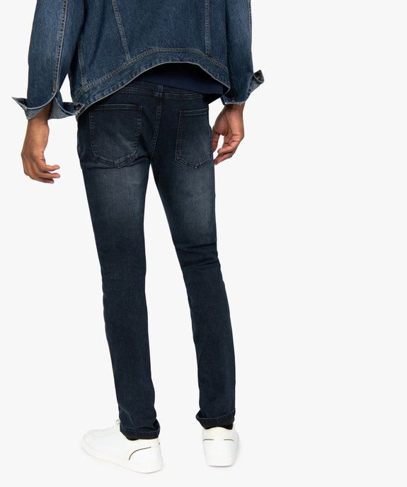 Jean homme skinny délavé avec plis sur les hanches vue3 - GEMO (HOMME) - GEMO