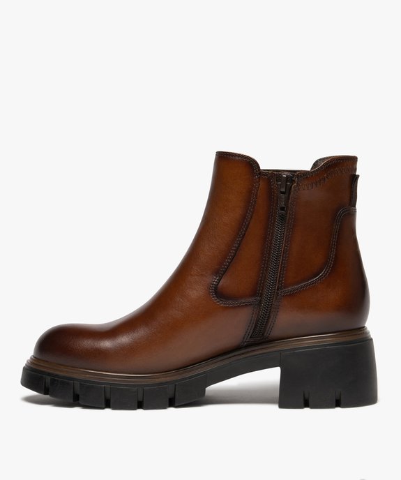 Boots femme à talon chunky dessus en cuir avec zip vue4 - 5 MILES - GEMO