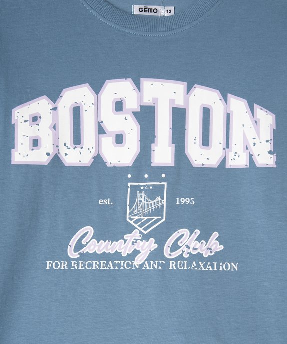 Pyjama en coton inscription Boston fille vue2 - GEMO (JUNIOR) - GEMO