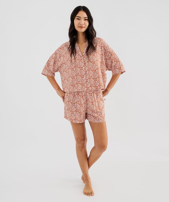 Veste de pyjama fluide courte imprimée femme vue4 - GEMO 4G FEMME - GEMO