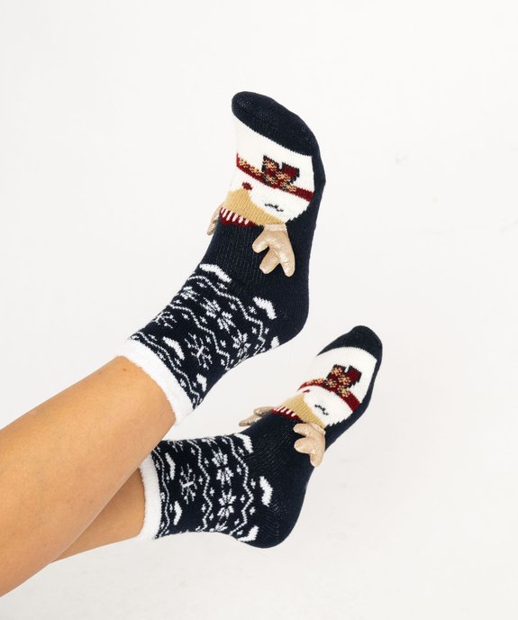 Chaussettes d'intérieur doublées bouclette spécial Noël femme vue1 - GEMO(HOMWR FEM) - GEMO