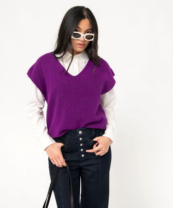 Pull femme sans manches avec col V vue1 - GEMO(FEMME PAP) - GEMO
