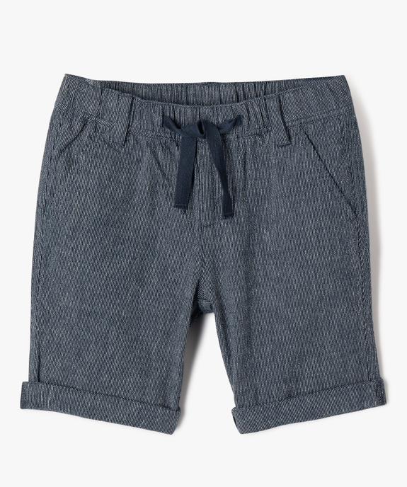 Bermuda chino en toile rayée à revers garçon vue1 - GEMO (ENFANT) - GEMO