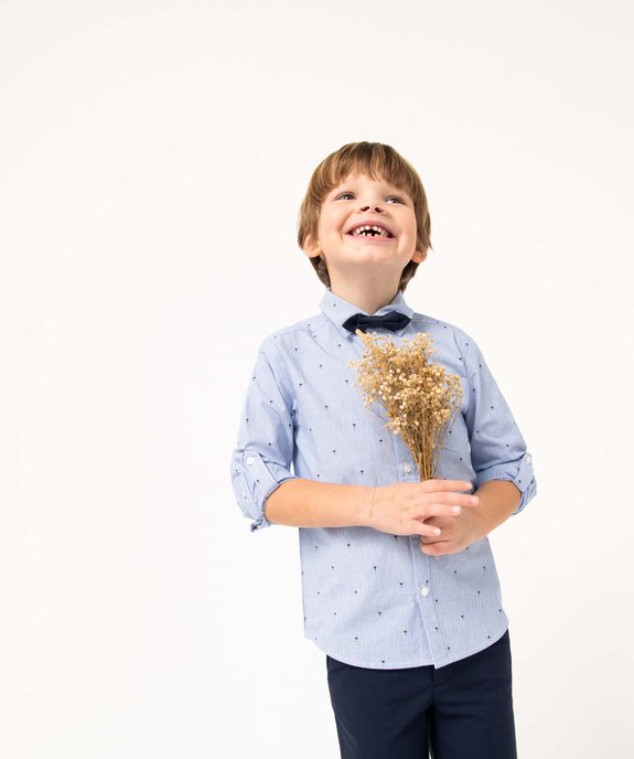 Chemise garçon rayée avec motifs palmiers et noeud papillon vue1 - GEMO (ENFANT) - GEMO
