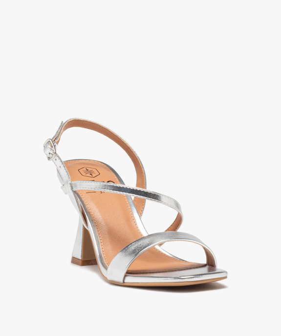 Sandales femme à talon et brides métallisées vue2 - GEMO(URBAIN) - GEMO