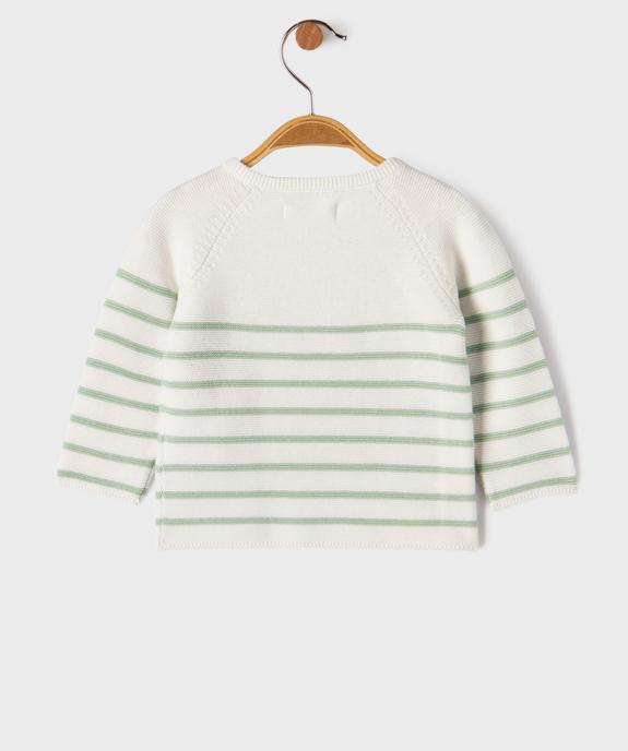 Pull brassière rayé avec fermeture sur le côté bébé vue3 - GEMO(BB COUCHE) - GEMO