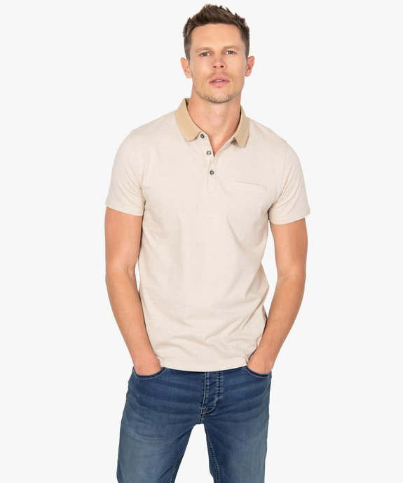 Polo homme à fines rayures et manches courtes vue1 - GEMO (HOMME) - GEMO