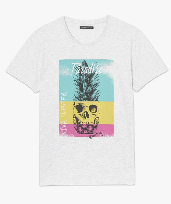Tee-shirt uni à manches courtes et imprimé coloré vue4 - GEMO (HOMME) - GEMO