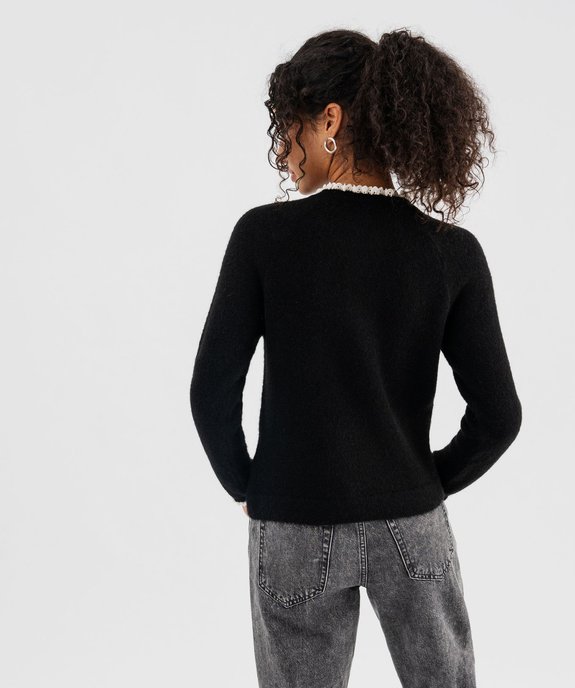 Pull à col boutonné et dentelle femme vue3 - GEMO(FEMME PAP) - GEMO