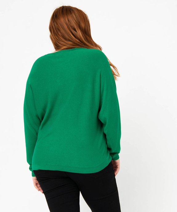 Pull fin avec col V zippé femme grande taille vue3 - GEMO 4G GT - GEMO