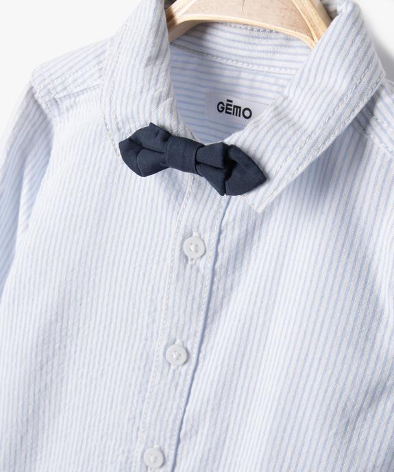 Chemise bébé garçon à manches longues rayée avec nœud papillon vue2 - GEMO(BEBE DEBT) - GEMO