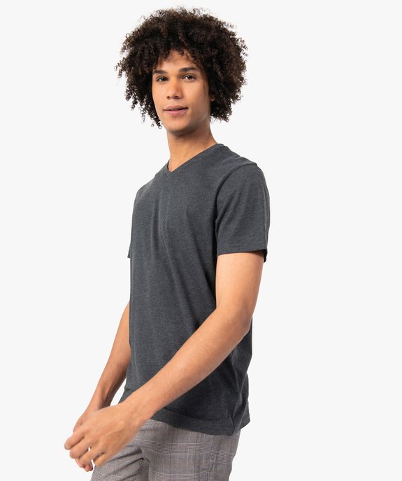 Tee-shirt homme à manches courtes et col V vue1 - GEMO 4G HOMME - GEMO