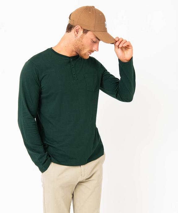 Tee-shirt à manches longues et col tunisien homme vue1 - GEMO 4G HOMME - GEMO