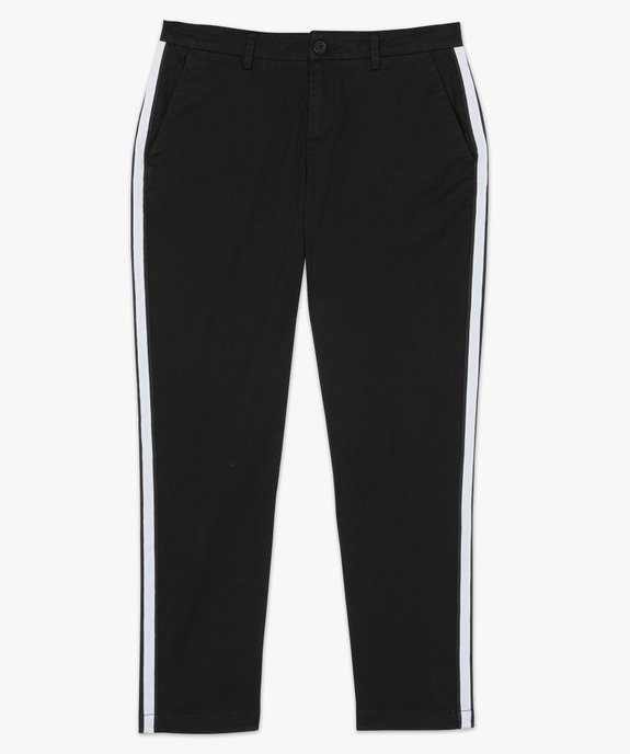 Pantalon femme en toile avec bande contrastante sur le côté vue4 - GEMO(FEMME PAP) - GEMO