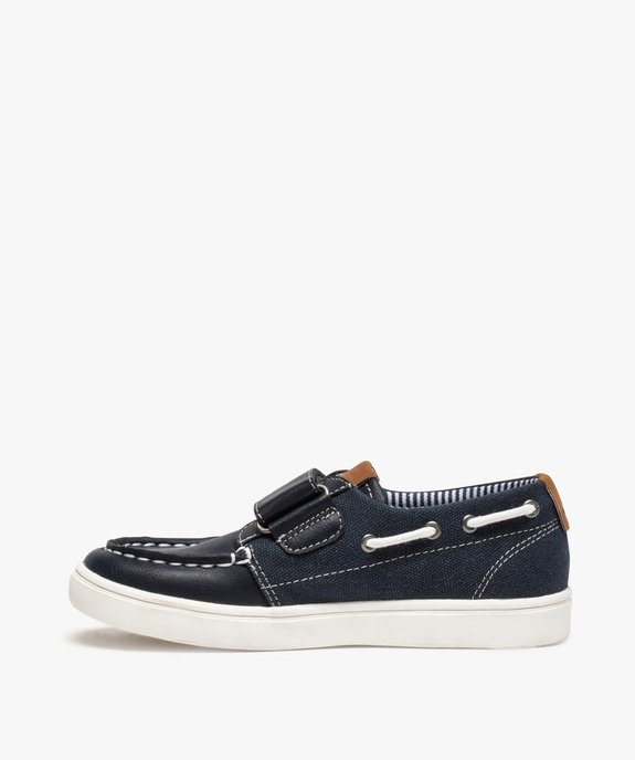 Chaussures bateau garçon unies bi-matières à scratch vue3 - GEMO (ENFANT) - GEMO